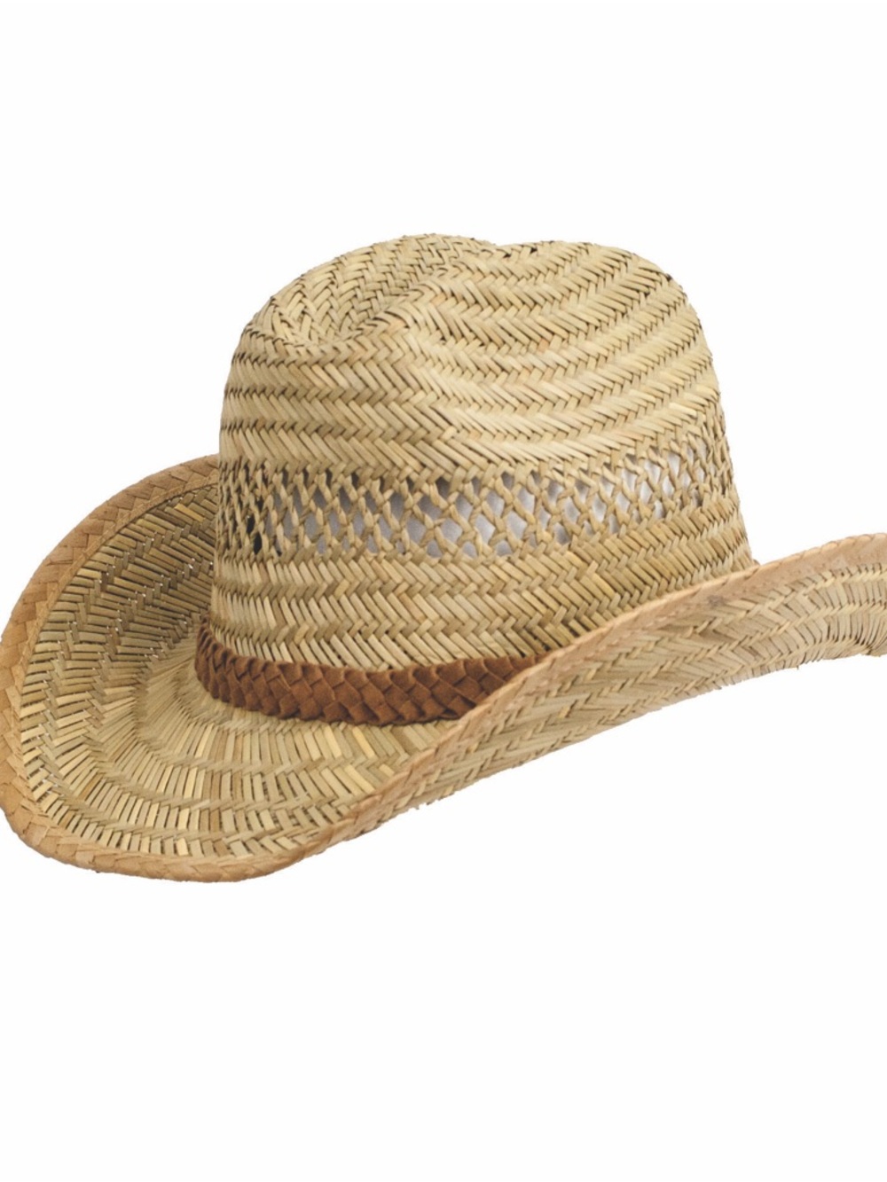 Rush western Woven Straw Cowboy Hat with Braided Band - Natural sunwear beach